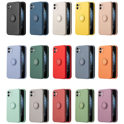 ELECTROPRIME For  iPhone 15 Plus Ring Kickstand Silicone Phone Case(White)