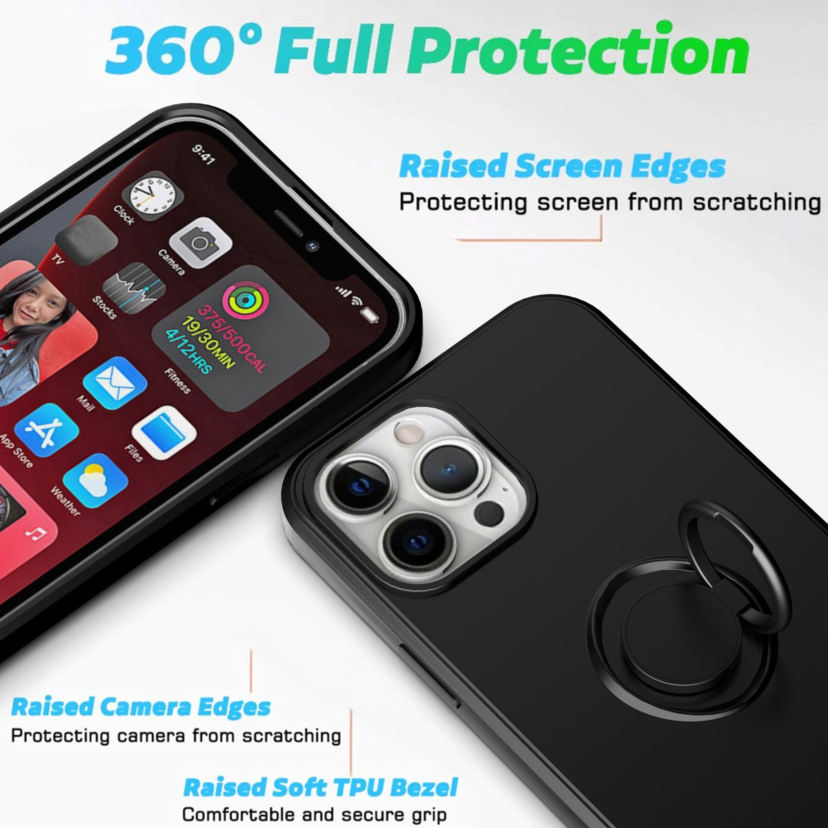 ELECTROPRIME For  iPhone 15 Plus Ring Kickstand Silicone Phone Case(White)