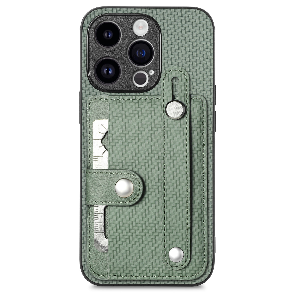 ELECTROPRIME For iPhone 15 Plus Wristband Kickstand Card Wallet Back Phone Case with Tool Knife(Green)