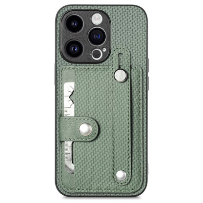 ELECTROPRIME For iPhone 15 Plus Wristband Kickstand Card Wallet Back Phone Case with Tool Knife(Green)