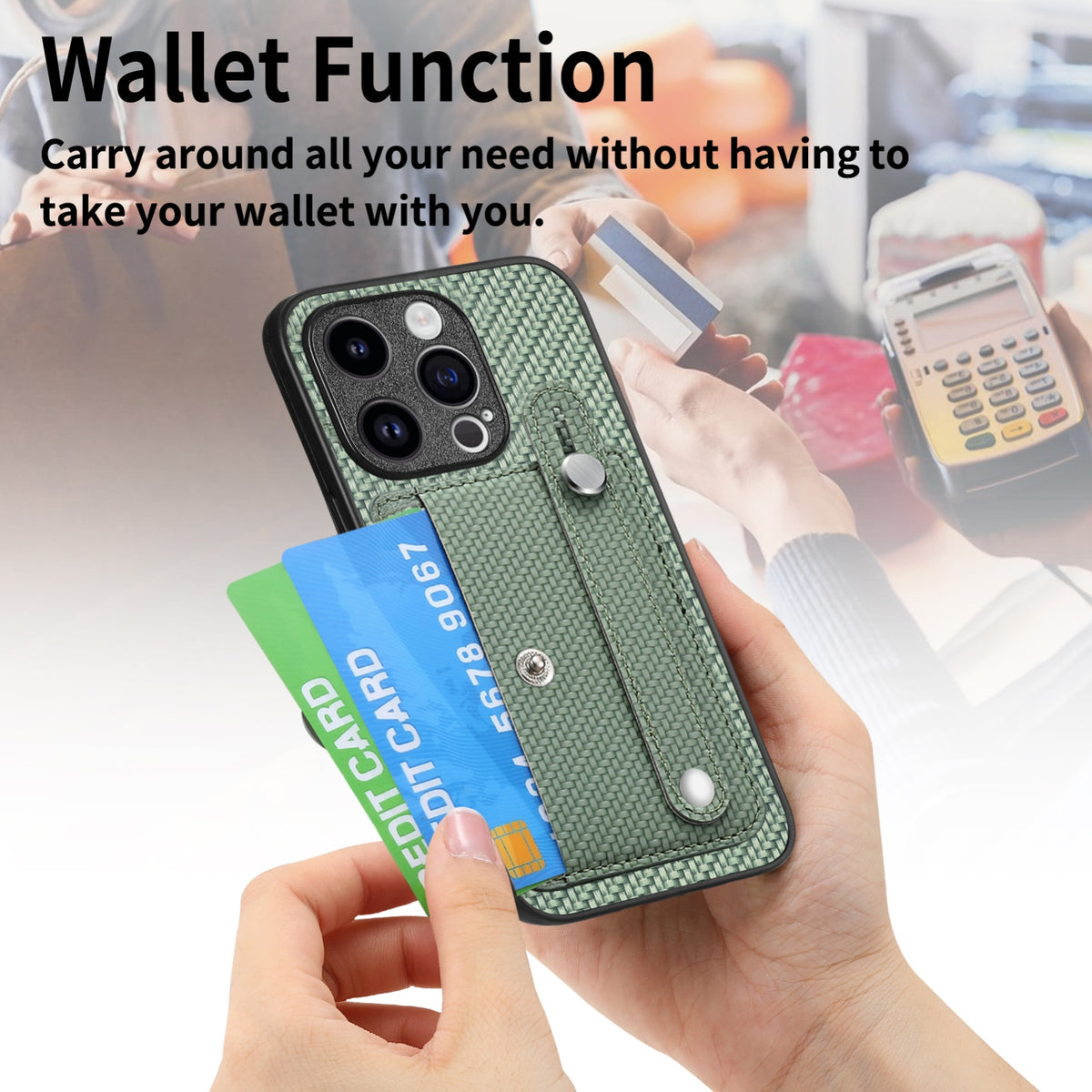 ELECTROPRIME For iPhone 15 Plus Wristband Kickstand Card Wallet Back Phone Case with Tool Knife(Green)