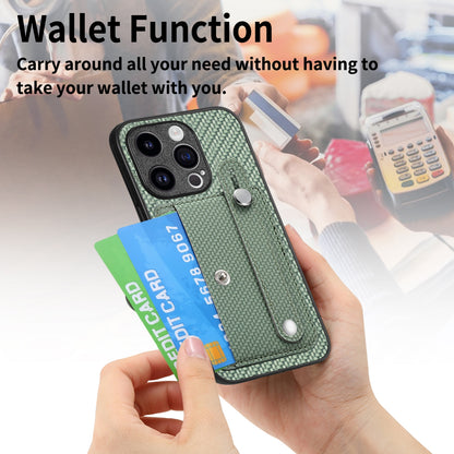 ELECTROPRIME For iPhone 15 Plus Wristband Kickstand Card Wallet Back Phone Case with Tool Knife(Green)