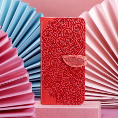 ELECTROPRIME For iPhone 15 Blooming Mandala Embossed Wings Buckle Leather Phone Case(Red)