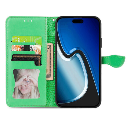ELECTROPRIME For iPhone 15 Blooming Mandala Embossed Wings Buckle Leather Phone Case(Green)