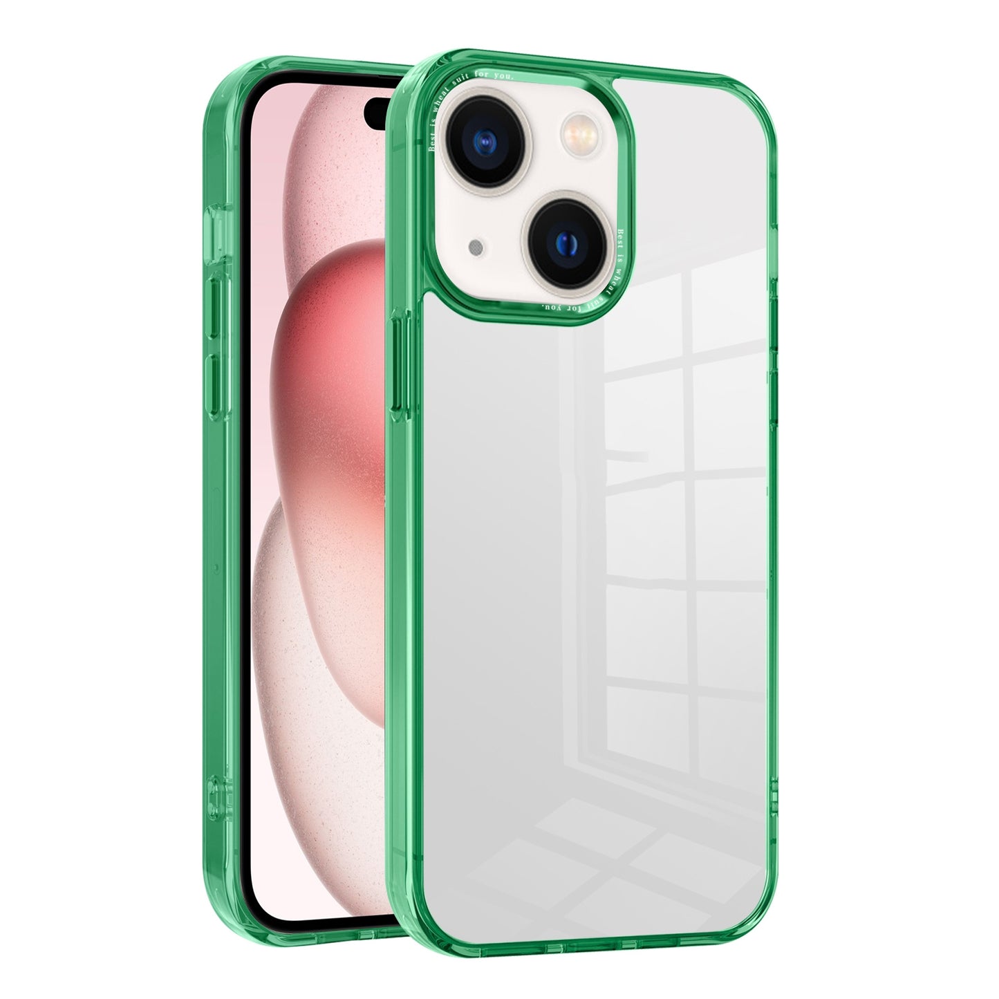 ELECTROPRIME For iPhone 15 Ice Color Clear PC Hybrid TPU Phone Case(Green)