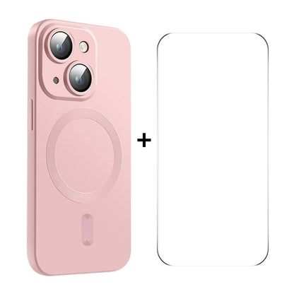 ELECTROPRIME For iPhone 15 ENKAY MagSafe Matte TPU Phone Case with Lens Film & Screen Glass Film(Pink)