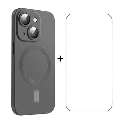 ELECTROPRIME For iPhone 15 ENKAY MagSafe Matte TPU Phone Case with Lens Film & Screen Glass Film(Dark Grey)