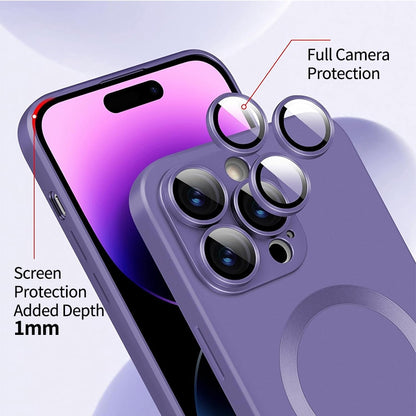 ELECTROPRIME For iPhone 15 Plus ENKAY MagSafe Matte TPU Phone Case with Lens Film & Screen Glass Film(Purple)