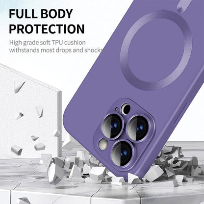 ELECTROPRIME For iPhone 15 Plus ENKAY MagSafe Matte TPU Phone Case with Lens Film & Screen Glass Film(Purple)