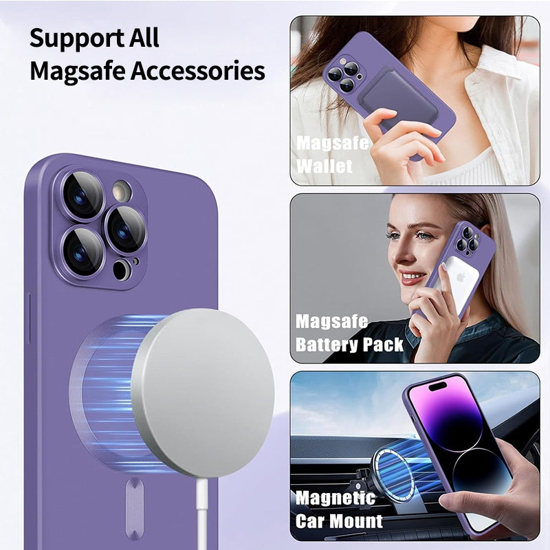 ELECTROPRIME For iPhone 15 Plus ENKAY MagSafe Matte TPU Phone Case with Lens Film & Screen Glass Film(Purple)