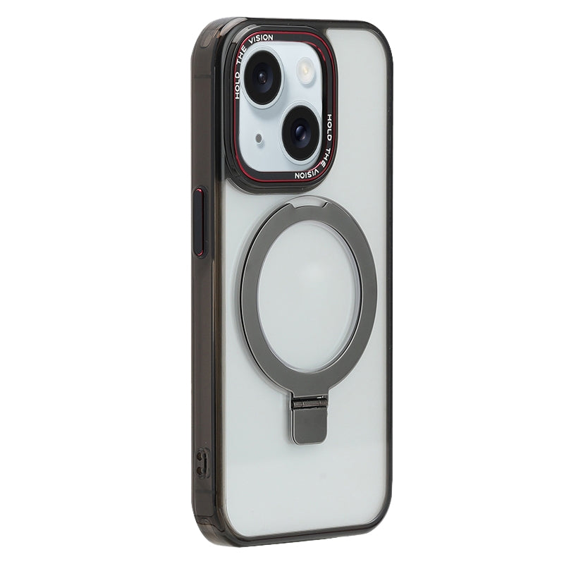 ELECTROPRIME For iPhone 15 Starlink Stand Clear Magsafe Phone Case(Black)