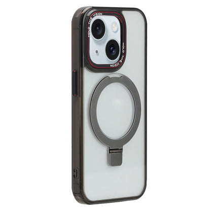 ELECTROPRIME For iPhone 15 Starlink Stand Clear Magsafe Phone Case(Black)