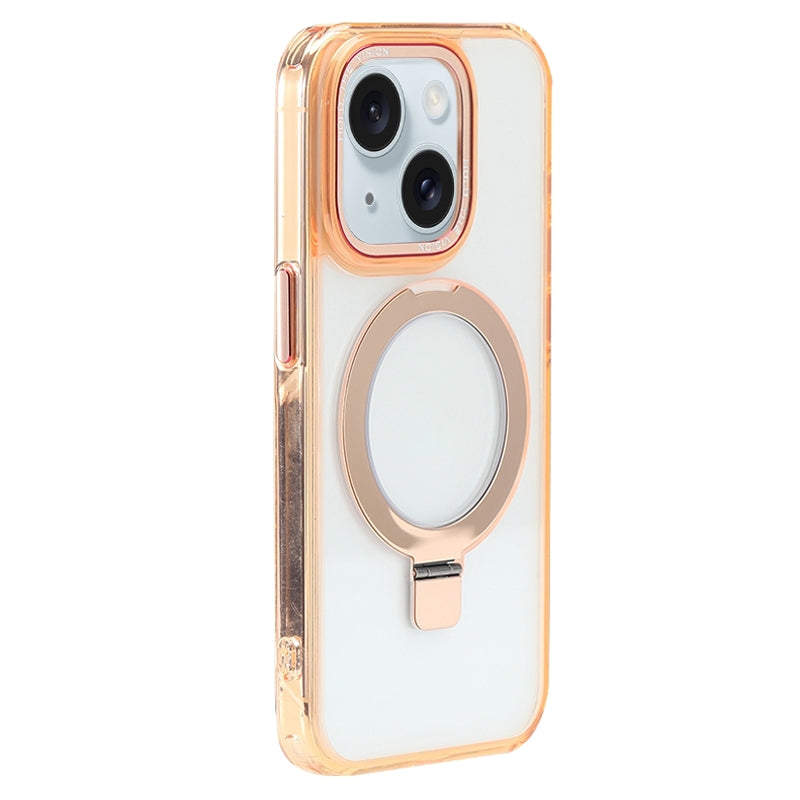 ELECTROPRIME For iPhone 15 Starlink Stand Clear Magsafe Phone Case(Orange)