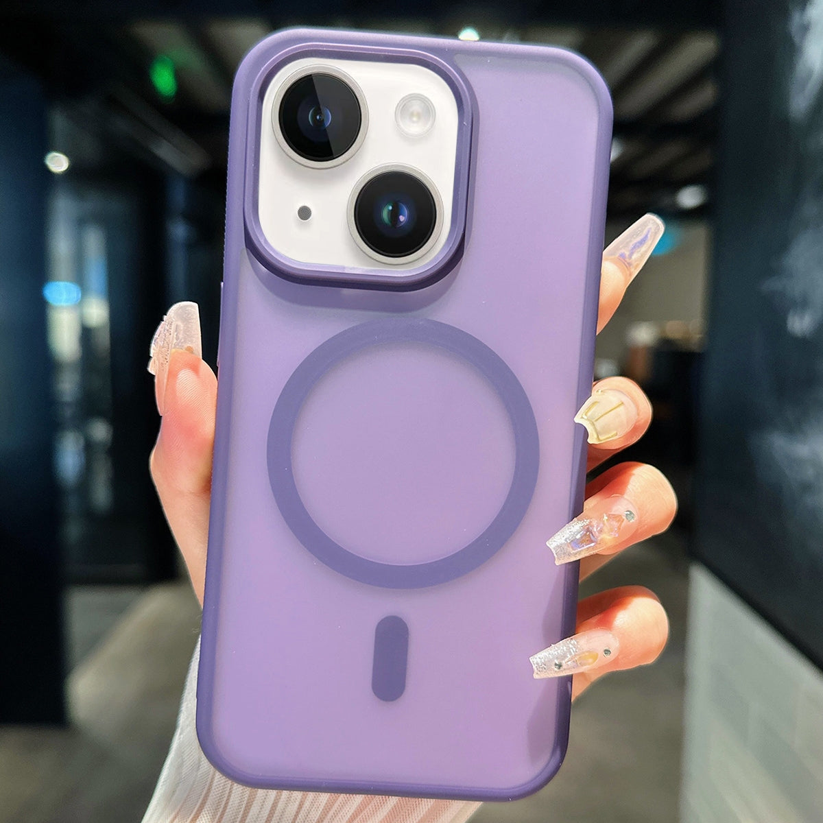ELECTROPRIME For iPhone 15 Plus Transparent TPU Hybrid PC Magsafe Phone Case(Purple)