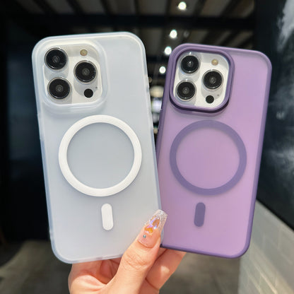 ELECTROPRIME For iPhone 15 Plus Transparent TPU Hybrid PC Magsafe Phone Case(Purple)