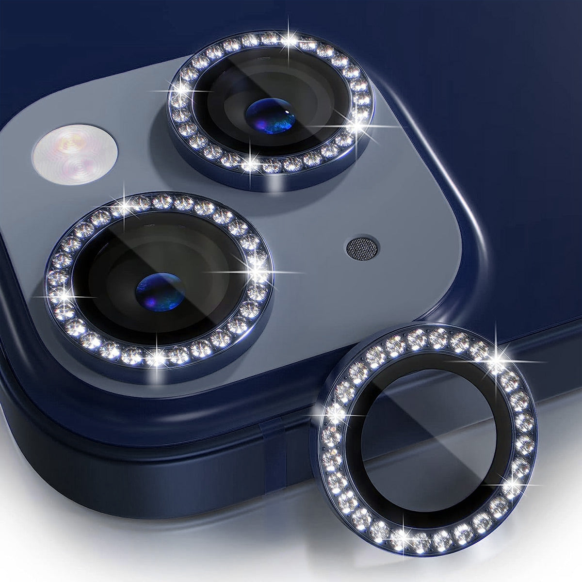 ELECTROPRIME For iPhone 15 / 15 Plus ENKAY AR Anti-reflection Individual Diamond Ring Camera Lens Glass Full Film(Deep Blue)
