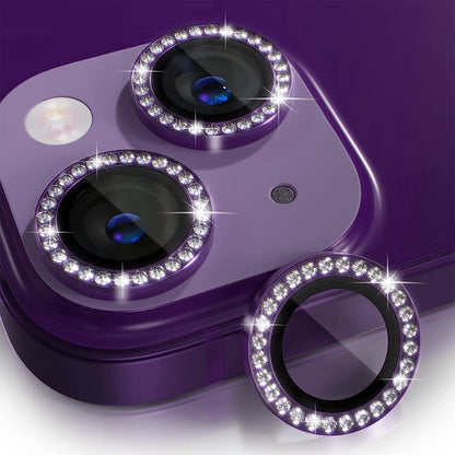 ELECTROPRIME For iPhone 15 / 15 Plus ENKAY AR Anti-reflection Individual Diamond Ring Camera Lens Glass Full Film(Deep Purple)