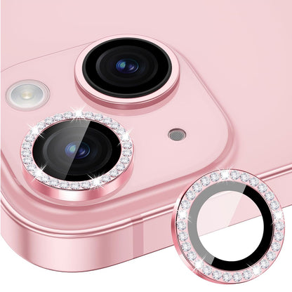 ELECTROPRIME For iPhone 15 / 15 Plus ENKAY AR Anti-reflection Individual Diamond Ring Camera Lens Glass Full Film(Pink)