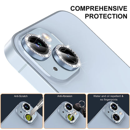 ELECTROPRIME For iPhone 15 / 15 Plus ENKAY AR Anti-reflection Individual Diamond Ring Camera Lens Glass Full Film(Deep Purple)
