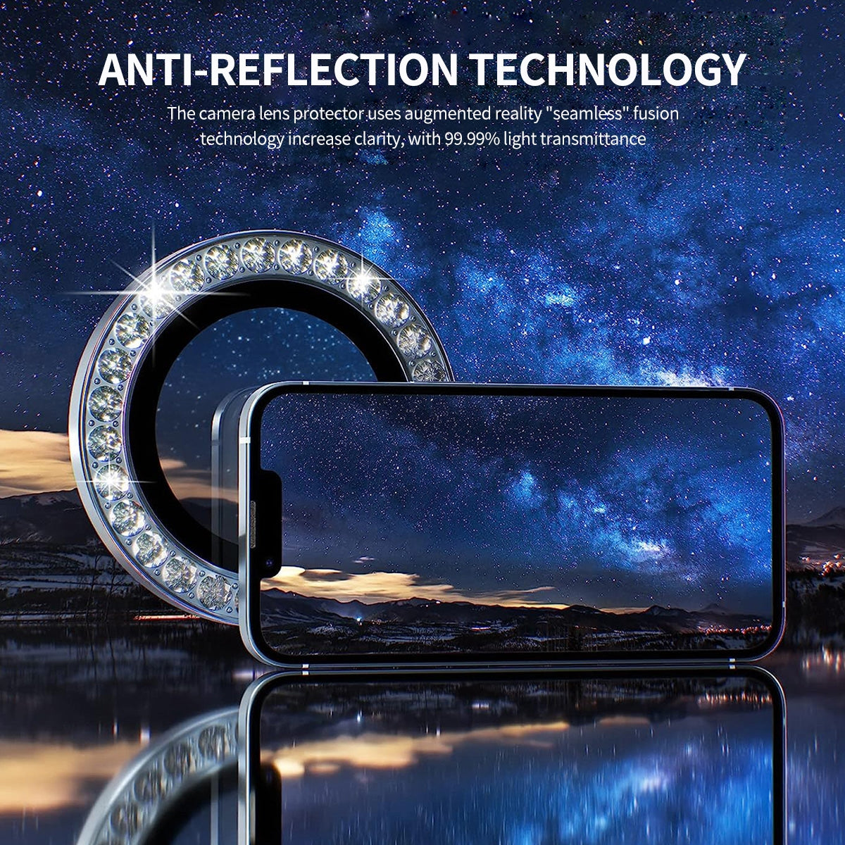ELECTROPRIME For iPhone 15 / 15 Plus ENKAY AR Anti-reflection Individual Diamond Ring Camera Lens Glass Full Film(Deep Purple)
