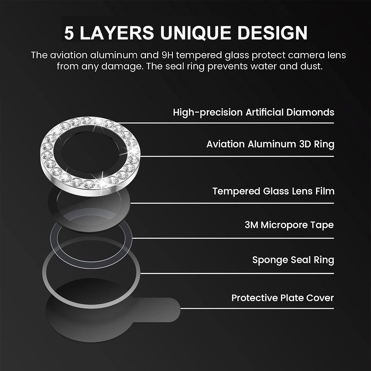 ELECTROPRIME For iPhone 15 / 15 Plus ENKAY AR Anti-reflection Individual Diamond Ring Camera Lens Glass Full Film(Deep Purple)