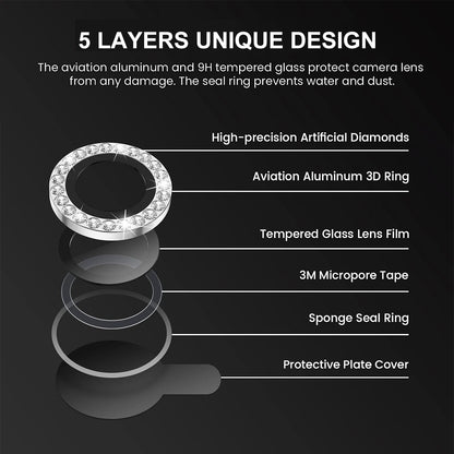 ELECTROPRIME For iPhone 15 / 15 Plus ENKAY AR Anti-reflection Individual Diamond Ring Camera Lens Glass Full Film(Deep Purple)