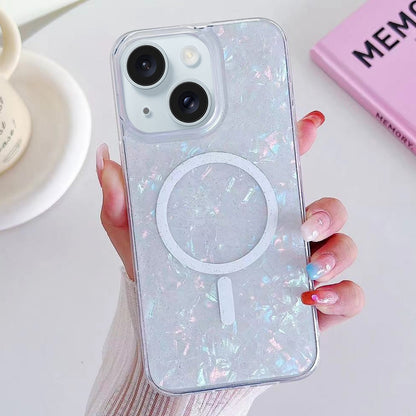 ELECTROPRIME For iPhone 15 Plus Shell Texture MagSafe TPU Phone Case(Dazzling)