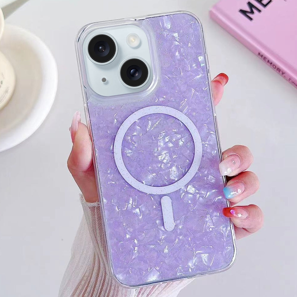 ELECTROPRIME For iPhone 15 Shell Texture MagSafe TPU Phone Case(Purple)