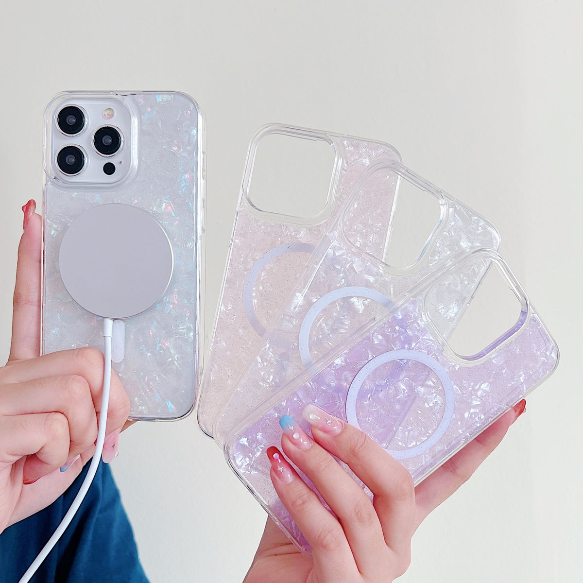 ELECTROPRIME For iPhone 15 Plus Shell Texture MagSafe TPU Phone Case(Dazzling)