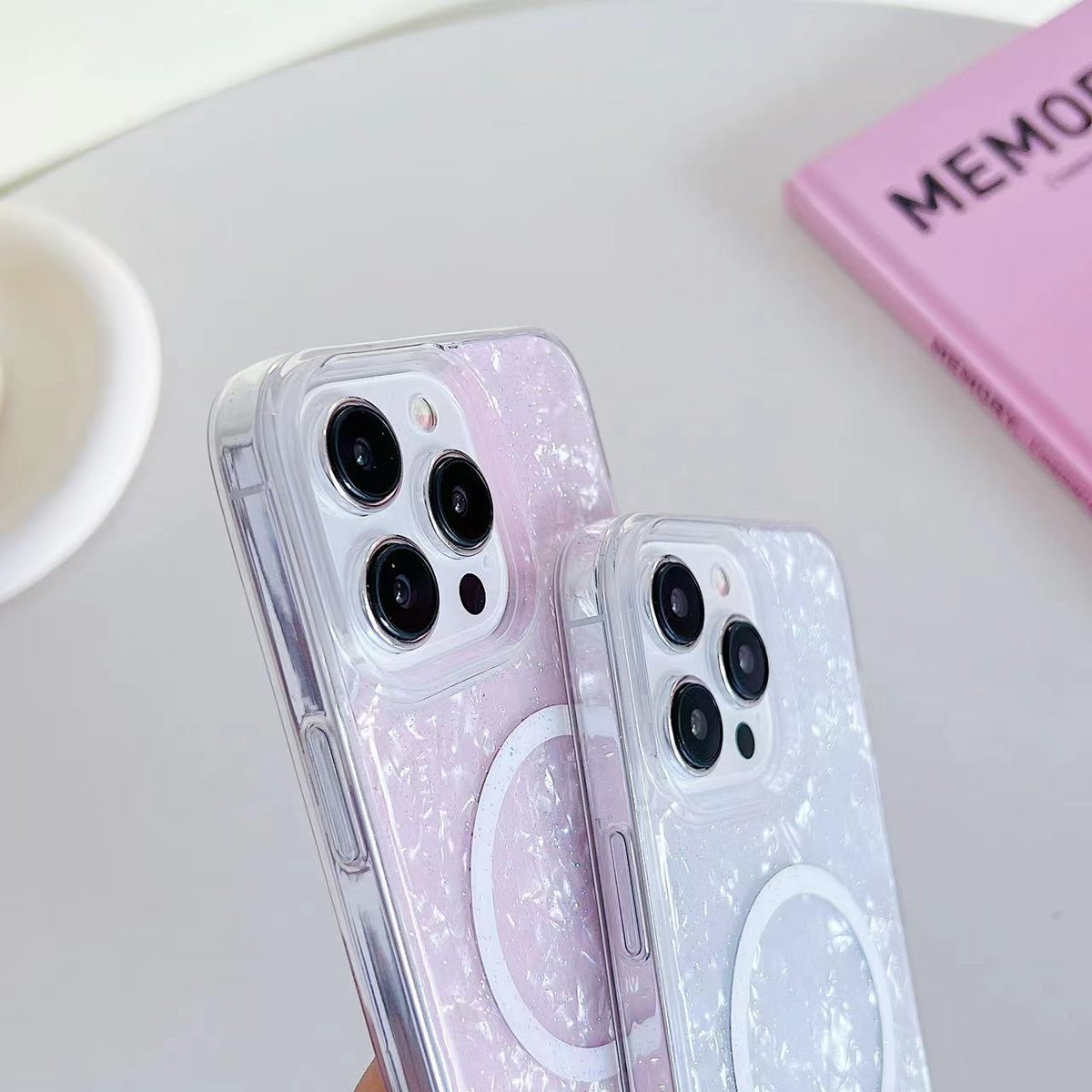 ELECTROPRIME For iPhone 15 Plus Shell Texture MagSafe TPU Phone Case(Dazzling)