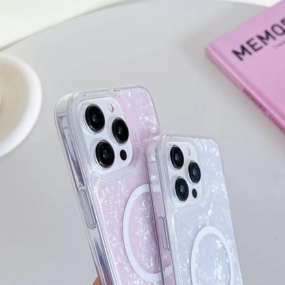 ELECTROPRIME For iPhone 15 Plus Shell Texture MagSafe TPU Phone Case(Dazzling)