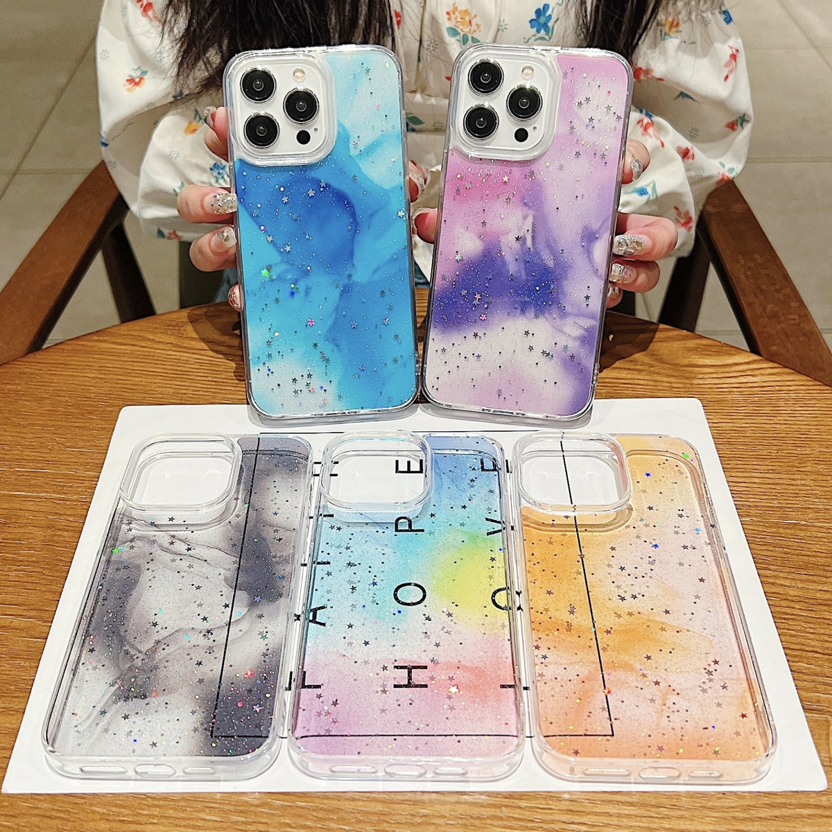 ELECTROPRIME For iPhone 15 Plus Ink Smudged Glitter TPU Phone Case(Black)