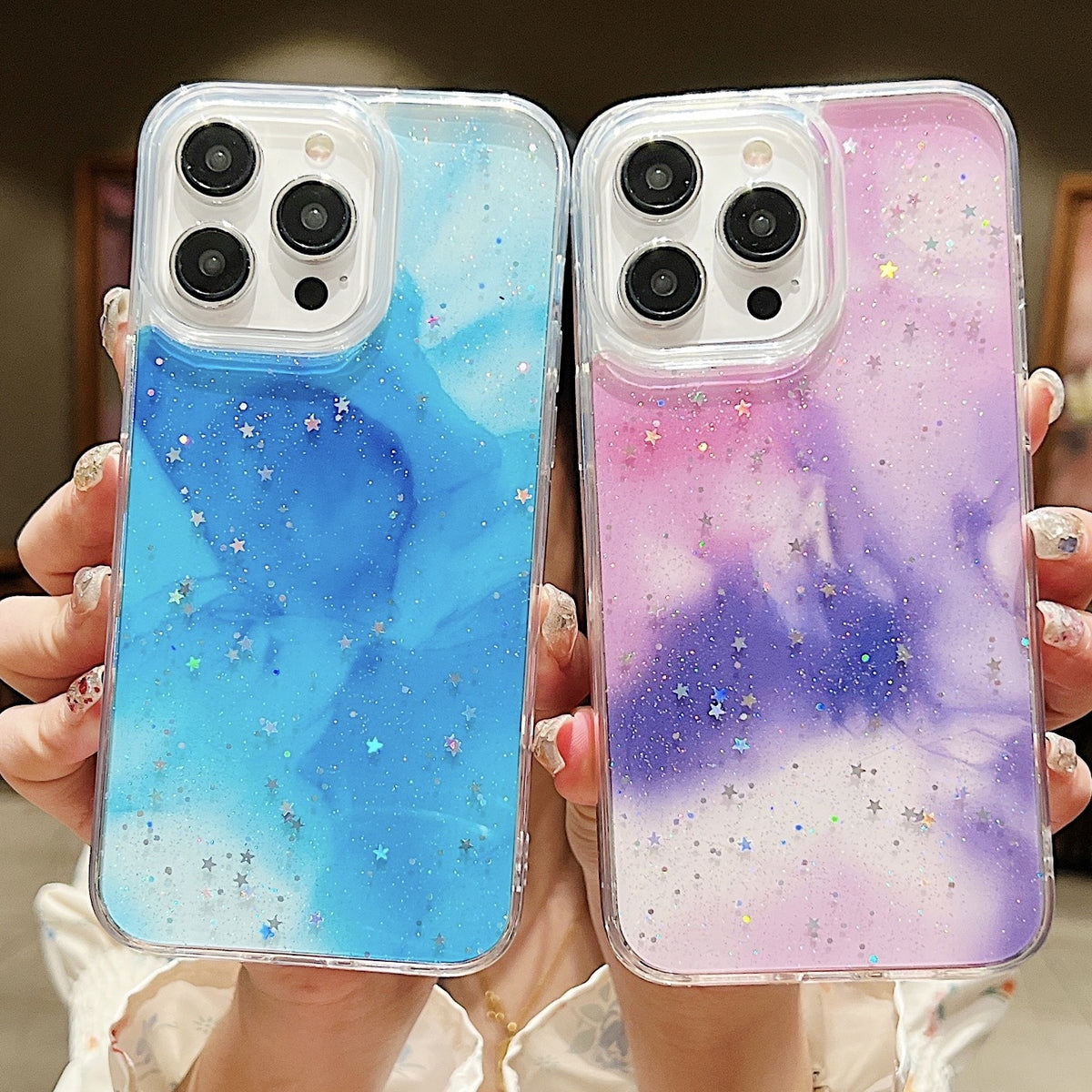 ELECTROPRIME For iPhone 15 Plus Ink Smudged Glitter TPU Phone Case(Black)