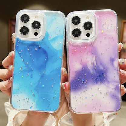 ELECTROPRIME For iPhone 15 Plus Ink Smudged Glitter TPU Phone Case(Black)