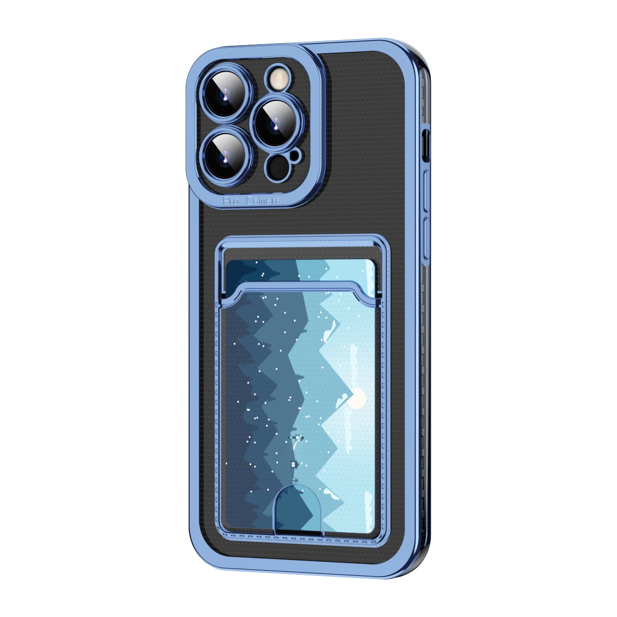 ELECTROPRIME For iPhone 15 Electroplating Frame Card Slot Phone Case(Blue)