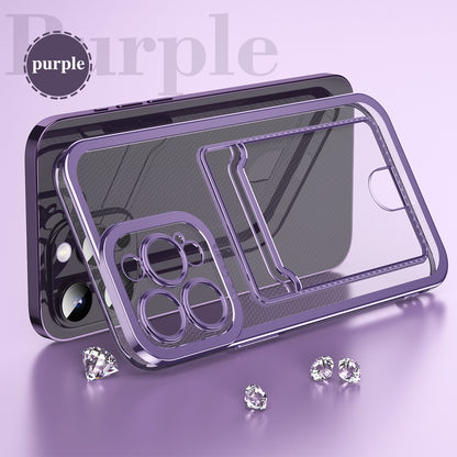 ELECTROPRIME For iPhone 15 Electroplating Frame Card Slot Phone Case(Purple)