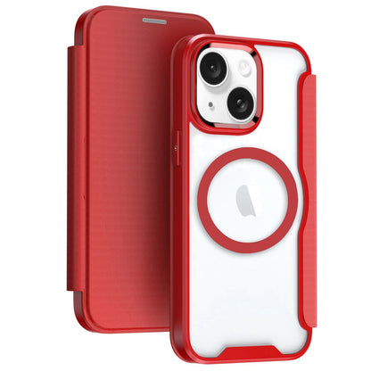 ELECTROPRIME For iPhone 15 Plus RFID Blocking Adsorption Flip MagSafe Leather Phone Case(Red)
