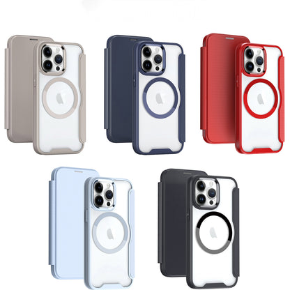 ELECTROPRIME For iPhone 15 Plus RFID Blocking Adsorption Flip MagSafe Leather Phone Case(Red)
