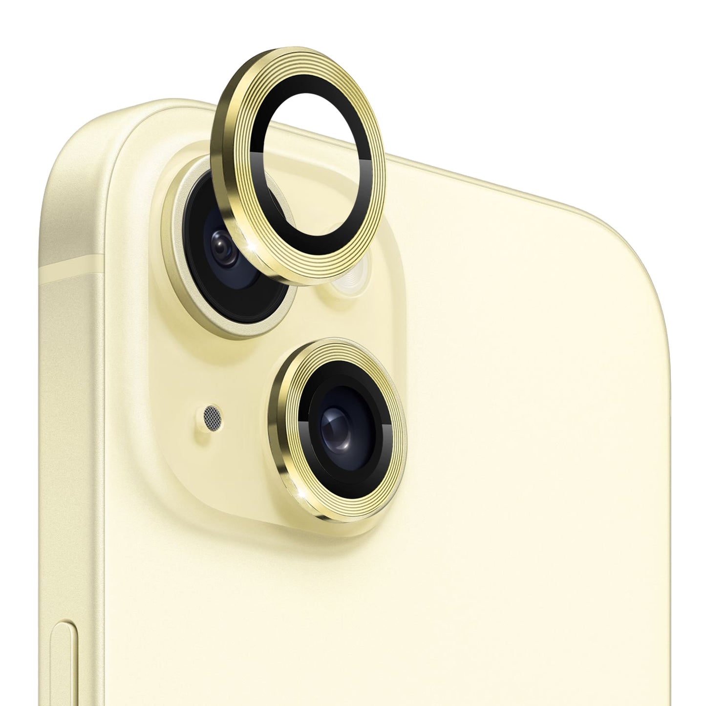 ELECTROPRIME For iPhone 15 / 15 Plus NORTHJO Camera Lens Protector Tempered Glass CD Vein Metal Ring Film(Yellow)