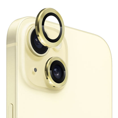 ELECTROPRIME For iPhone 15 / 15 Plus NORTHJO Camera Lens Protector Tempered Glass CD Vein Metal Ring Film(Yellow)