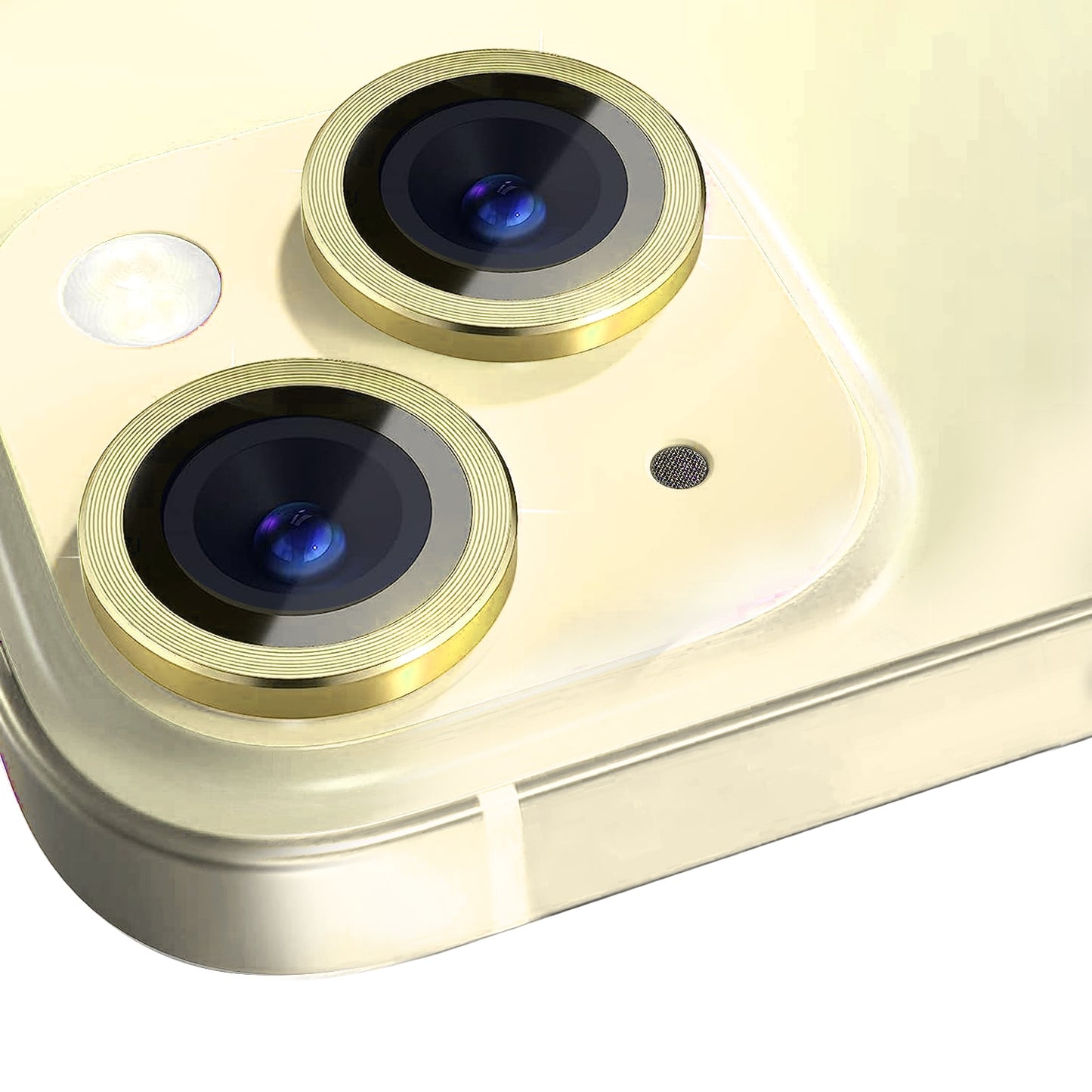 ELECTROPRIME For iPhone 15 / 15 Plus NORTHJO Camera Lens Protector Tempered Glass CD Vein Metal Ring Film(Yellow)