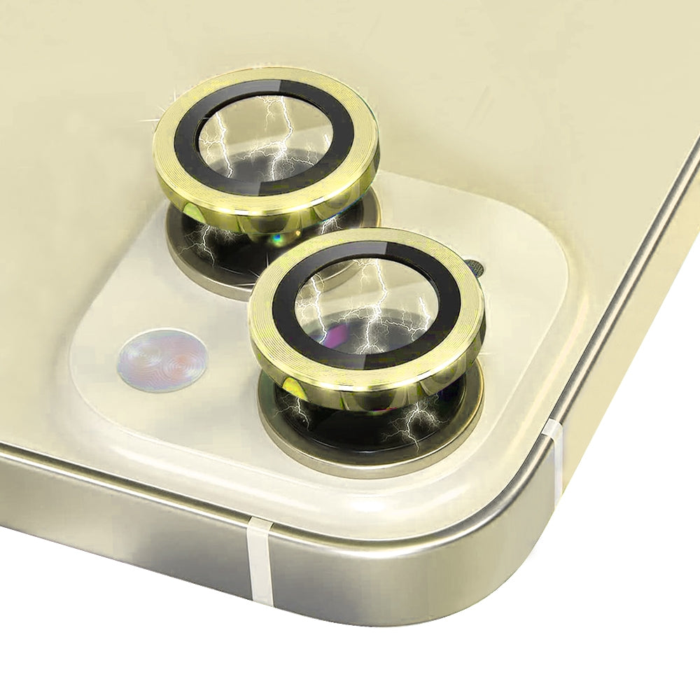 ELECTROPRIME For iPhone 15 / 15 Plus NORTHJO Camera Lens Protector Tempered Glass CD Vein Metal Ring Film(Yellow)