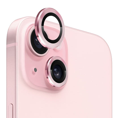 ELECTROPRIME For iPhone 15 / 15 Plus NORTHJO Camera Lens Protector Tempered Glass CD Vein Metal Ring Film(Pink)
