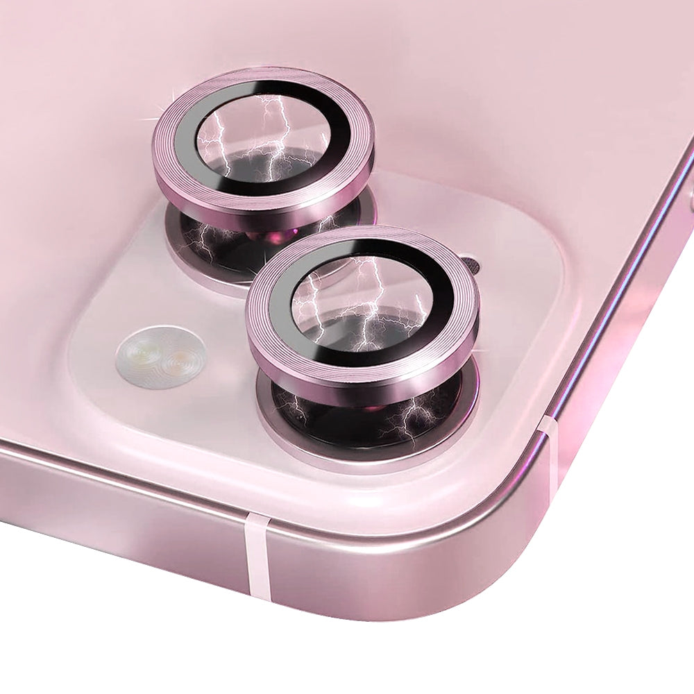ELECTROPRIME For iPhone 15 / 15 Plus NORTHJO Camera Lens Protector Tempered Glass CD Vein Metal Ring Film(Pink)