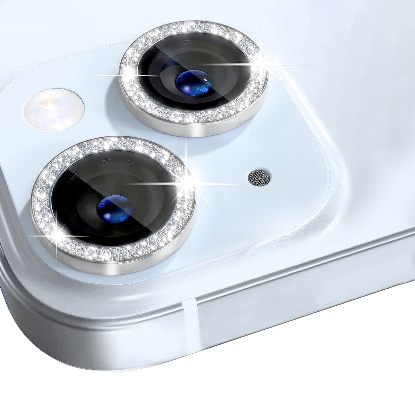 ELECTROPRIME For iPhone 15 / 15 Plus NORTHJO Camera Lens Protector Tempered Glass Bling Glitter Metal Ring Film(Silver)