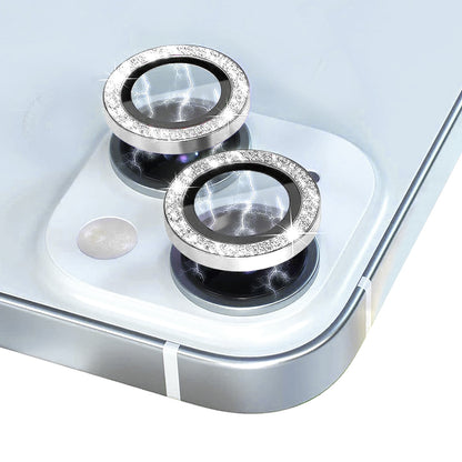 ELECTROPRIME For iPhone 15 / 15 Plus NORTHJO Camera Lens Protector Tempered Glass Bling Glitter Metal Ring Film(Silver)