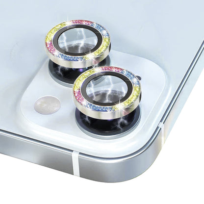 ELECTROPRIME For iPhone 15 / 15 Plus NORTHJO Camera Lens Protector Tempered Glass Bling Glitter Metal Ring Film(Colorful)