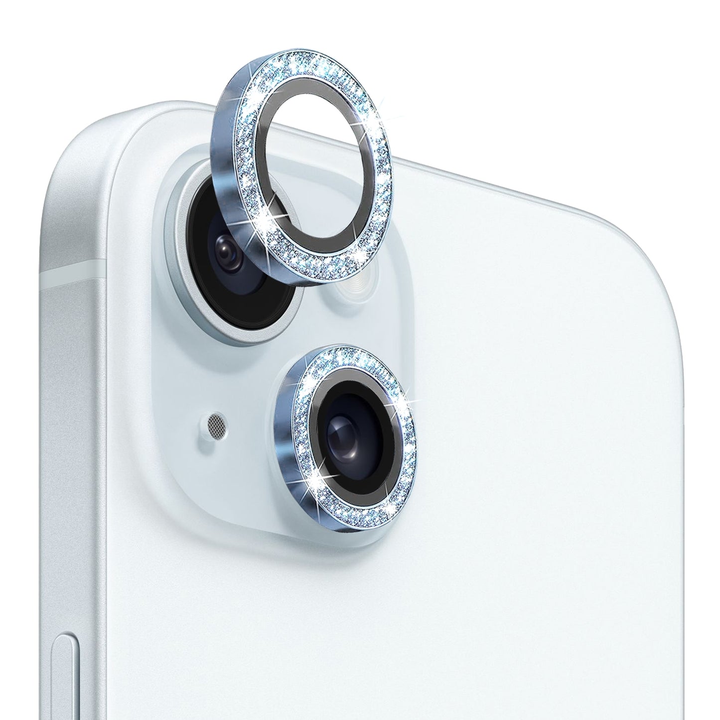 ELECTROPRIME For iPhone 15 / 15 Plus NORTHJO Camera Lens Protector Tempered Glass Bling Glitter Metal Ring Film(Blue)