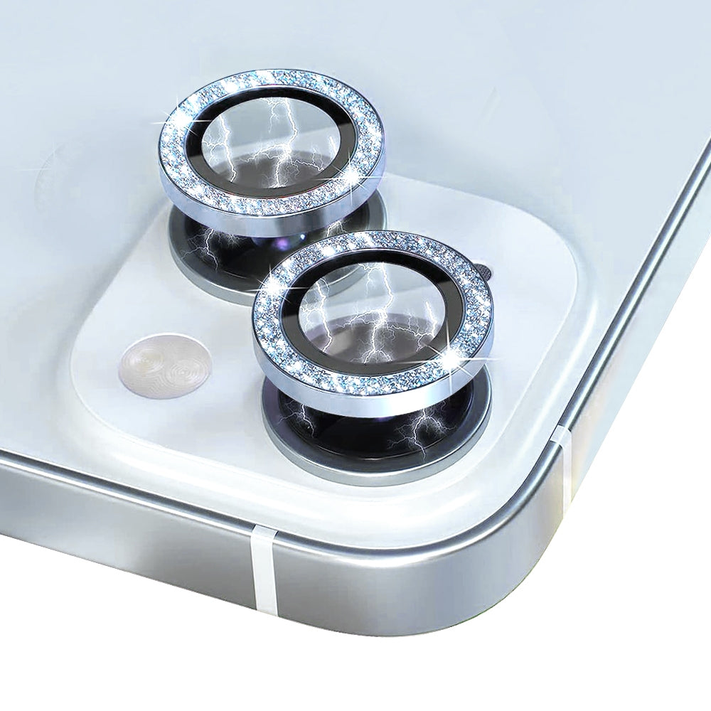 ELECTROPRIME For iPhone 15 / 15 Plus NORTHJO Camera Lens Protector Tempered Glass Bling Glitter Metal Ring Film(Blue)