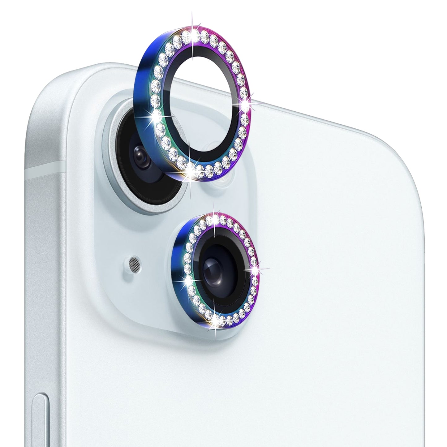ELECTROPRIME For iPhone 15 / 15 Plus NORTHJO Camera Lens Protector Tempered Glass Metal Rhinestone Ring Film(Colorful)